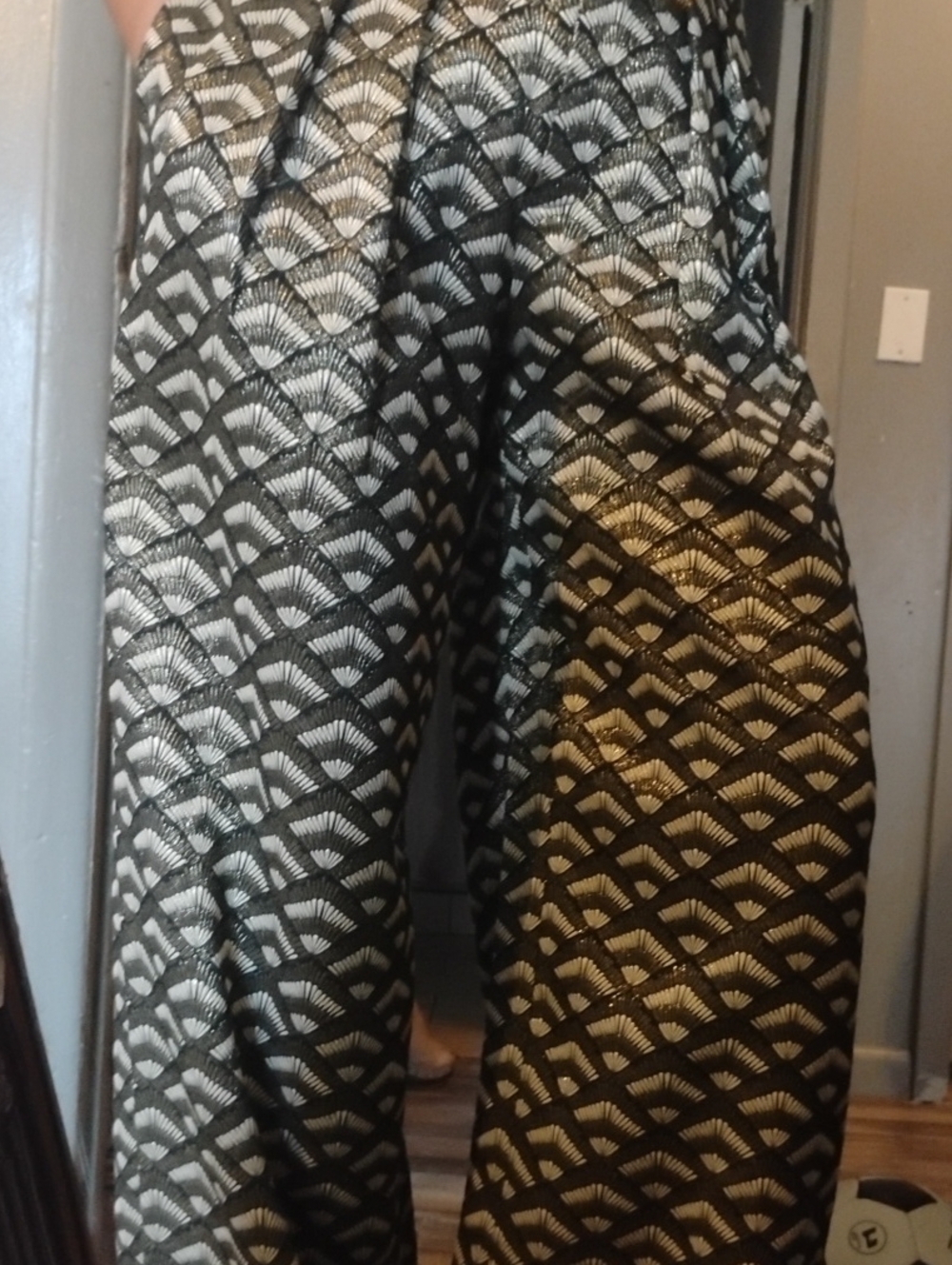 Trina Turk Black and Gold Geometric Maxi Skirt